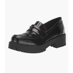 Black Chunky Platform Patent Leather Penny Loafers Women’s Sz 9 Slip On Lug Sole